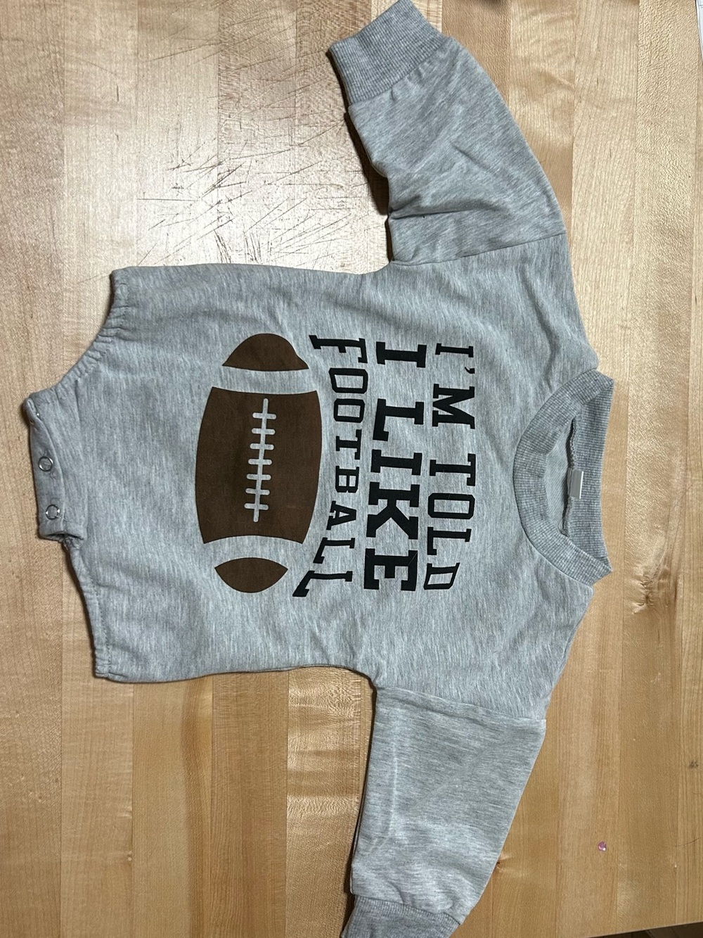 NWOT Baby Gray Football Onesie 3M